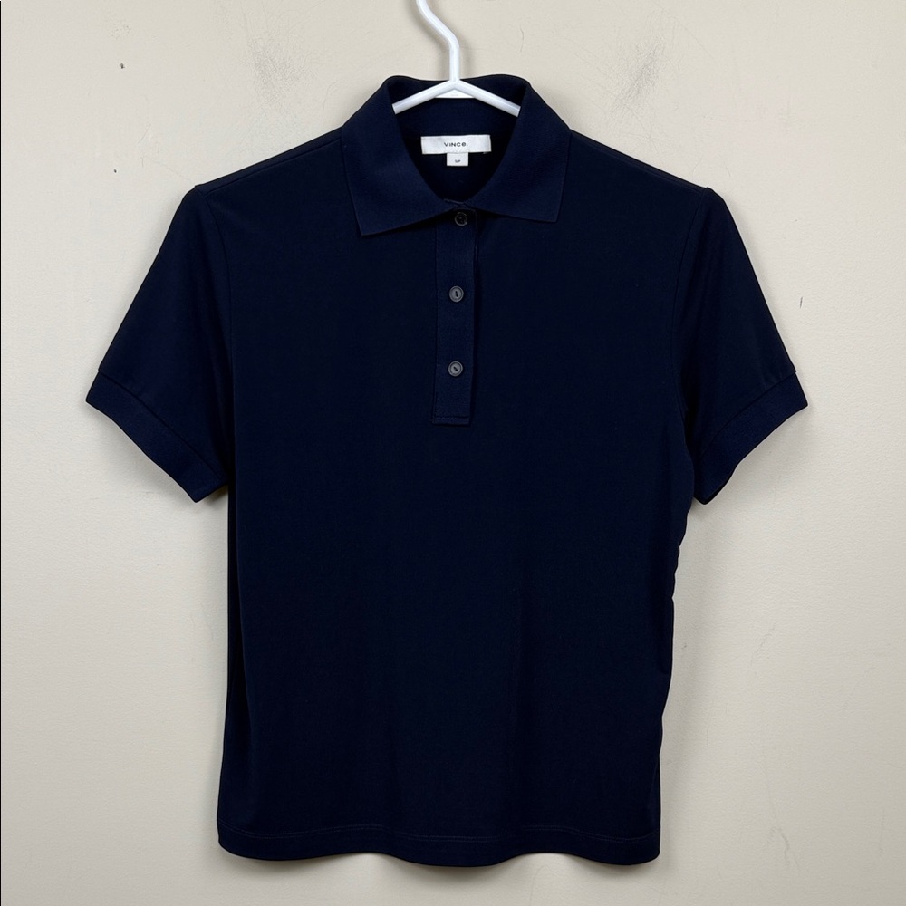 NEW VINCE. WoMen's Navy Polosoft knit polo short sleeve Shirt small